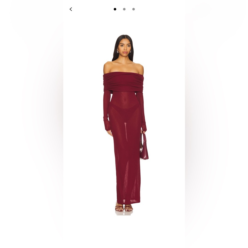 Superdown Strapless Burgundy Maxi Dress